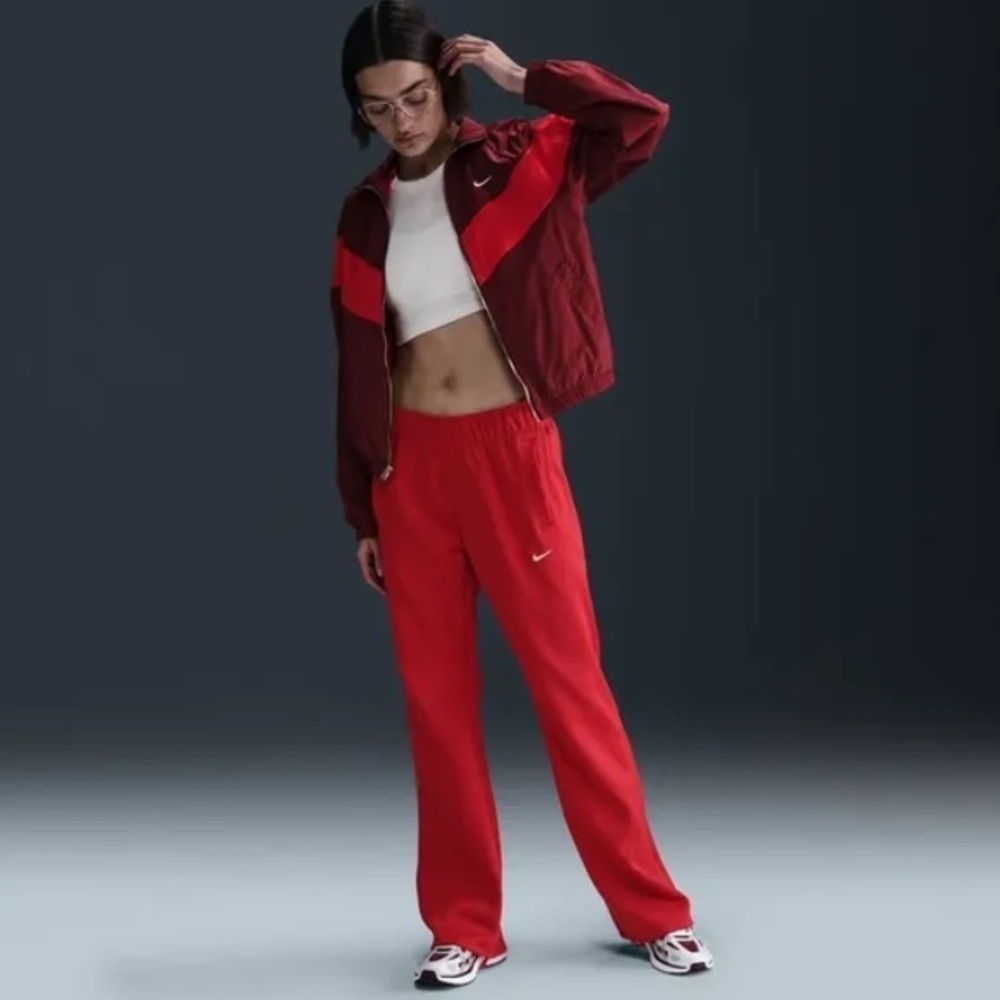 New Nike Dri Fit Track Pants Wide Leg University Red Size Medium